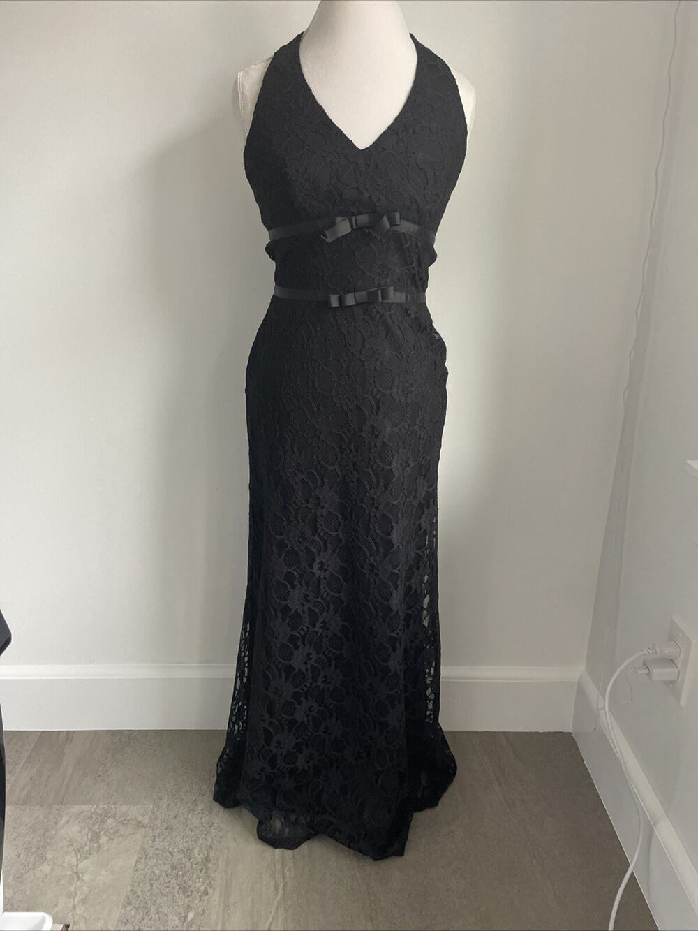 VTG 90s Niki Livas Dress Sz 10 Womens Black Velvet Cross Chest Mesh Gothic Z25